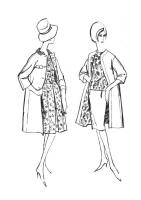 1962 dresses with contrast edge to edge duster coats.