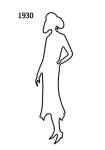 White Outline Fashion History Silhouette Stencil 1930 for Costumes