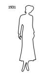 White Outline Fashion History Silhouette Stencil 1931 for Costumes