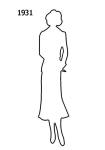 White Outline Fashion History Silhouette Stencil 1931 for Costumes