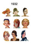  C20th Hair Styles & Hats Images Fashion History 1932