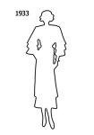 White Outline Fashion History Silhouette Stencil 1933 for Costumes