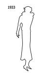 White Outline Fashion History Silhouette Stencil 1933 for Costumes