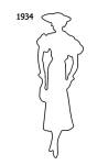 White Outline Fashion History Silhouette Stencil 1934 for Costumes