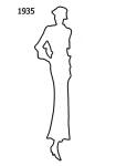 White Outline Fashion History Silhouette Stencil 1935 for Costumes