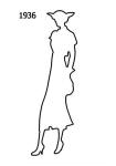 White Outline Fashion History Silhouette Stencil 1936 for Costumes