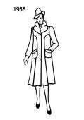 Fashion history line drawing of coat 1938