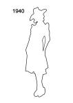 Outline Fashion History Silhouette Stencil 1940 for Costumes