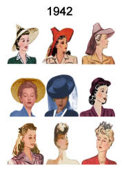 1942 Image of C20th Fashion History Hair and Hat Styles 