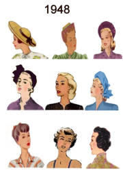 Picture of C20th Hair Styles & Hats Fashion History 1948 Costume History