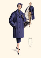 1955 Three Quarter Coat and Straight Pencil Skirt