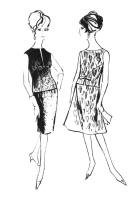 1962 Two piece outfits -  overblouses with matching skirts.