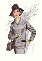 1965 Business Suit - Fashion History Drawings of the 1960s