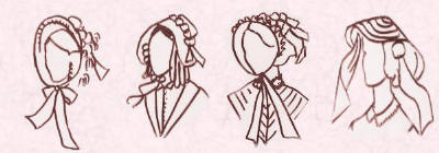 Pictures of Victorian hats and bonnets.  Fashion history.