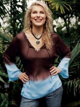 Chocolate/turquoise dip-dye top �35