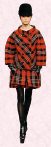 Lady in red dress -  tartan!