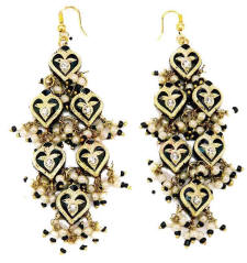 Gold with black or deepest wine red enamel Lac jewellery earrings are from Venkatraman Jewels of Jaipur in India.