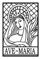 Madonna and lilies line drawing picture