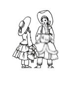 Girls in mantles and bonnets 1850