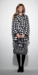 Debehams black and white houndstooth check ensemble. Red Herring dogtooth shift dress �28, John by John Richmond dogtooth checked coat �100, J by Jasper Conran Limited Edition dogtooth tote bag �125, dogtooth tights �6, Mood black bead necklace �15, Collection black cut out pumps �35.