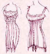 Picture of  2 longer line corsets from 1909 and 1916.