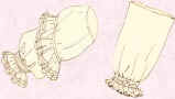 Drawing of examples of false sleeves called Engageantes. Fashion history.
