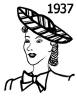 Fashion history line drawing of hat 1937/8