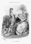 The Englishwoman's Domestic Magazine Fashions 1869 - Greyscale image for colouring in.