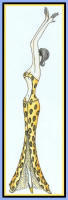 Fashion drawing of a woman in leopard print full length dress with keyhole cutout over midriff.