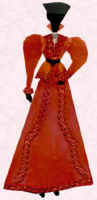 1896 Fashion history and costume history picture of fashion costume fabric collage.