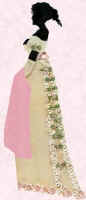 1805 Fashion history and costume history picture of fashion costume fabric collage.