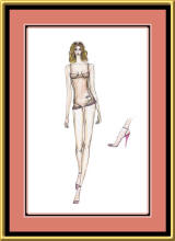 Fashion sketch by Mira of woman in a sheer bodysuit.