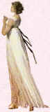 Picture of sheer muslin lawn empire gown.