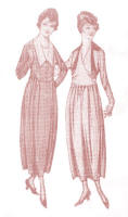 Dresses of 1918 with Deep Pointed Collars and V Necks