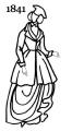 Line drawing of a redingote 1841. Fashion history and costume history of redingotes.