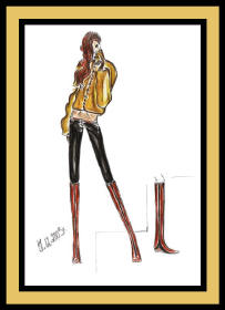 Fashion drawing of woman in boots