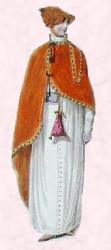 1809 - Fashion history picture of reticule worn at waist.