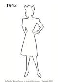 1942 fashion history outline silhouette