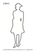 1943 Fashion history outline silhouette