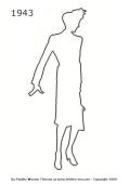 1943 Fashion history outline silhouette