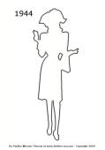 1944 Fashion history outline silhouette