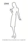 1944 Fashion history outline silhouette