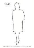 1945 Fashion history outline silhouette