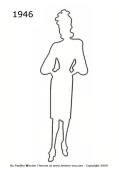 1946 Fashion history outline silhouette