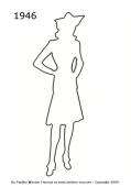 1946 Fashion history outline silhouette