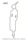 1947 Fashion history outline silhouette