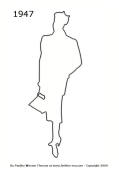 1947 Fashion history outline silhouette