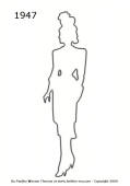 1947 Fashion history outline silhouette