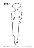 1947 Fashion history outline silhouette