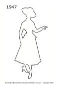 1947 Fashion history outline silhouette